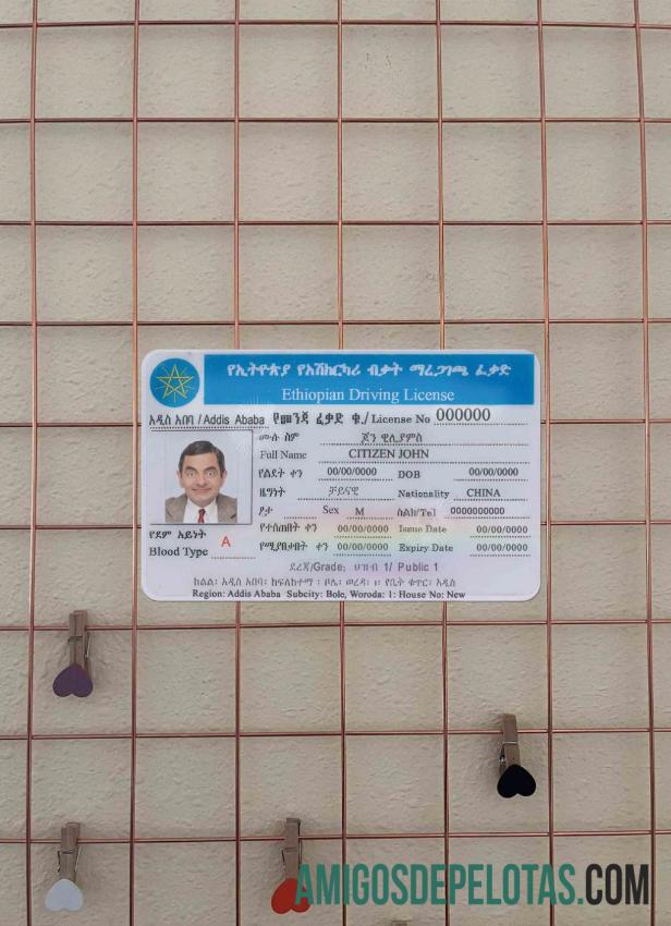 Carta de condução da Etiópia fotolook frente exemplo real